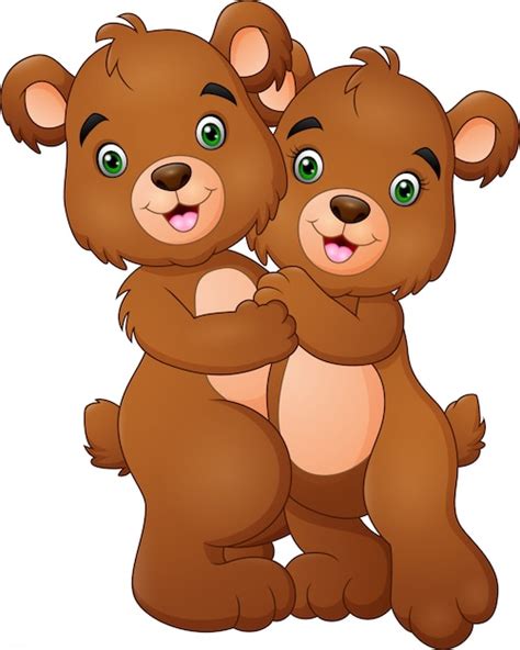 Premium Vector Cartoon Happy Bear Couple Hugging