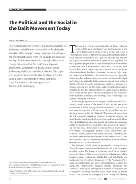 (PDF) The Social and Political in the Dalit Movement Today