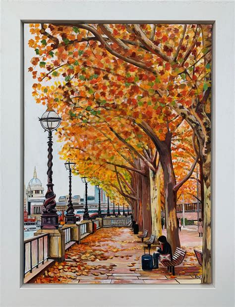 Painting Of London Victoria Embankment In Autumn Angela Wakefield