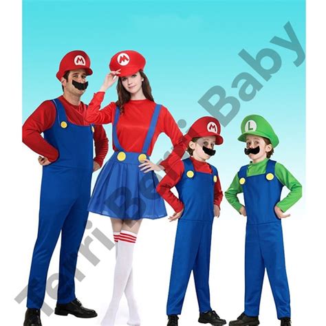 Jual Harga Mur4h KOSTUM BAJU SUPER MARIO BROS BROSS LUIGI COSPLAY ANAK