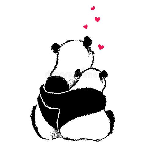 Hand Drawn Illustration Of Panda Couple In Love Stock Vector