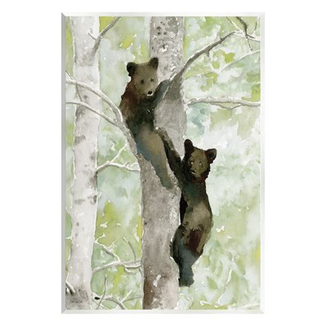 Stupell Bear Cubs Climbing Tree Nature Animals And Insects Painting Wall