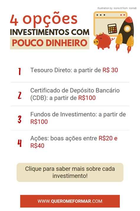 4 Opções De Investimento Para Quem Tem Pouco Dinheiro Investimento Como Economizar Dinheiro