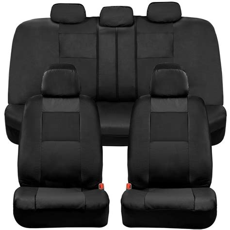 Free Shipping Bdk Classic Black Faux Leather Car Seat Covers Full Set