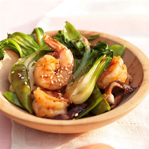 Saut Ed Shiitake And Bok Choy With Shrimp Recipe Eatingwell