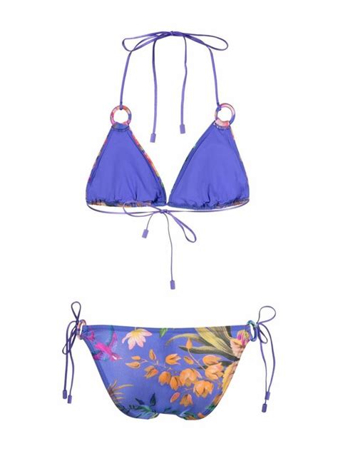 Buy Zimmermann Tropicana Floral Print Bikini Set Blue At Off