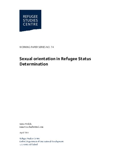 Pdf Sexual Orientation In Refugee Status Determination Janna Wessels