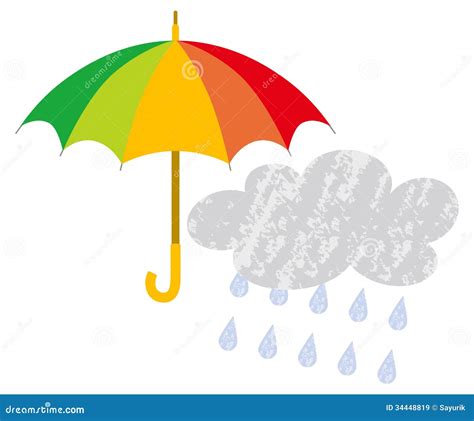 Colorful Umbrella And Rain Cloud Stock Vector Illustration Of Cute