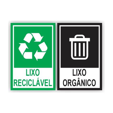 Kit Placas Lixo Organico Reciclavel X Cm Personalize