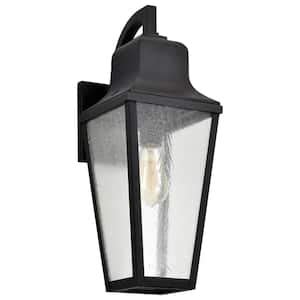 Satco Exhibit Matte Black Outdoor Hardwired Wall Lantern Sconce With No