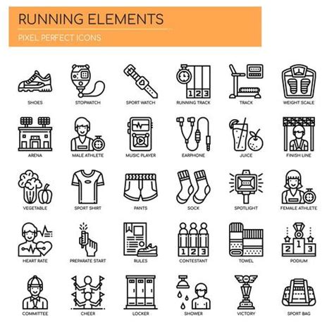 Running Elements Thin Line And Pixel Perfect Icons 681054 Vector Art