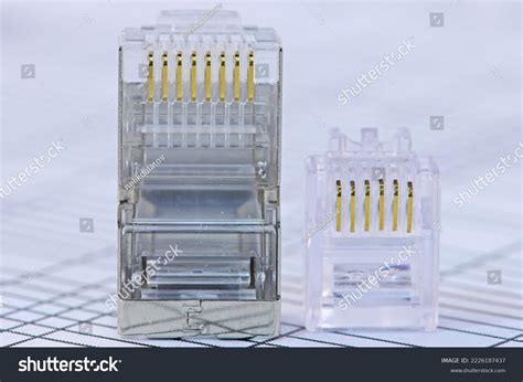 Rj45 Rj11 Connector Connecting Ethernet Cable Stock Photo 2226187437