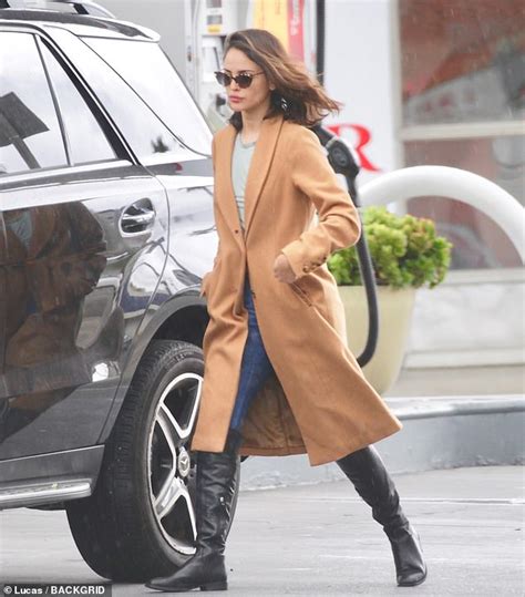 Eiza Gonzalez Looks Like A Movie Star In A Tan Coat And Leather Boots