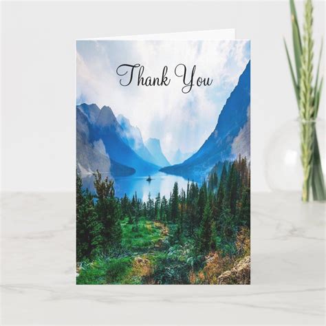 Rustic Country Mountains Nature Wedding Thank You Card Zazzle