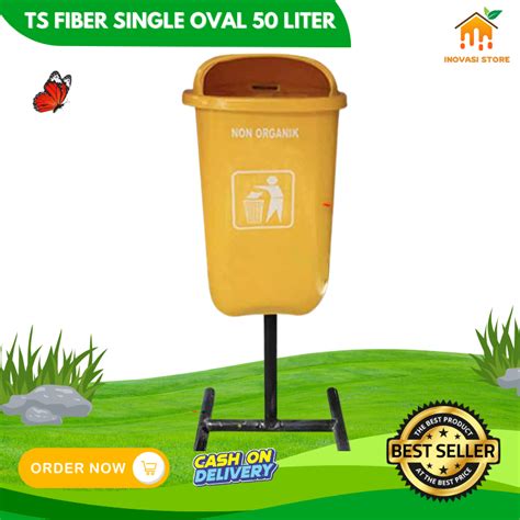 Jual TONG SAMPAH FIBERGLASS SINGLE BULAT 50 LITER ORGANIK ANORGANIK