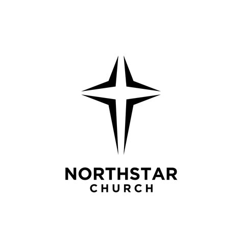 North Star With Cross Church Logo Icon Vector 9516016 Vector Art At