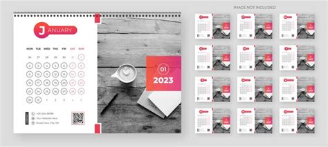 Modèle De Calendrier De Bureau Simple Du Nouvel An 2023 Vecteur Premium