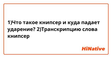 1)Что такое книпсер и куда падает ударение? 2)Транскрипцию слова ...