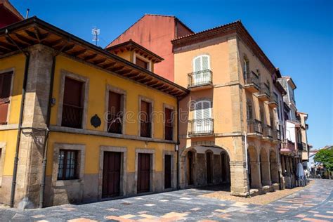 Colorful Buildings in Aviles Old Town, Asturias, Spain Stock Photo ...