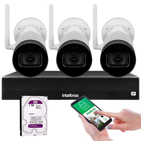 Kit 3 Câmeras IP Wifi Bullet Intelbras VIP 1230 W 2Mp Sensor 1 2 7