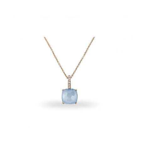 Zoccai 18K Rose Gold London Blue Topaz Diamond Necklace Blue Topaz