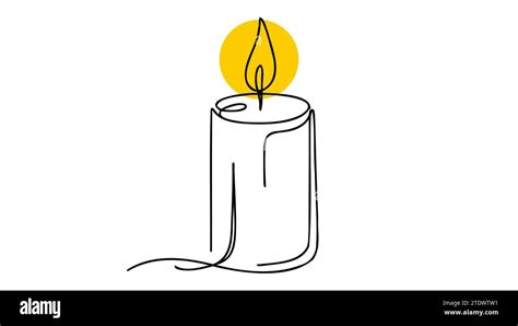 Continuous One Line Drawing Candle Burning Flame Stock Vector Image