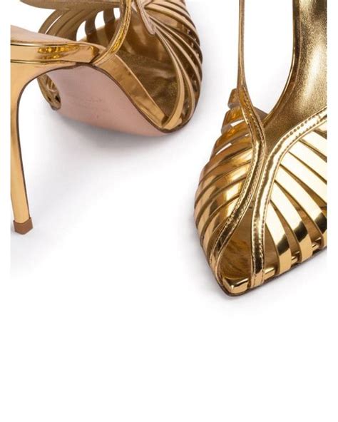 Le Silla Cage Slingback Leather Pumps In Metallic Lyst Uk