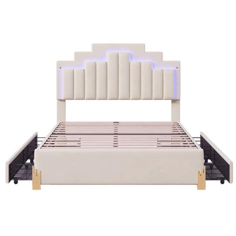 Cama Casal Acolchoada Led Moderna Gavetas Adultos E Crian As Teste E