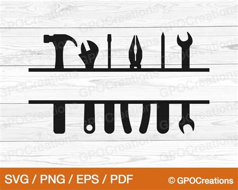 Tools Monogram Svg Tools Split Frame Svg Mechanic Tools Svg Etsy