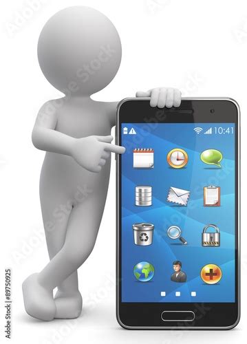 D M Nnchen Mit Smartphone Und Apps Stock Illustration Adobe Stock