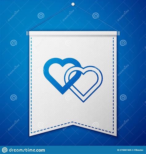 Blue Two Linked Hearts Icon Isolated On Blue Background Romantic