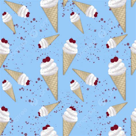 Vanilla Ice Cream Corn Seamless Pattern Background Ice Cone Seamless