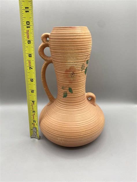 Vintage Royal Crown Made In England Ceramic Vase Unique Handle Numbered