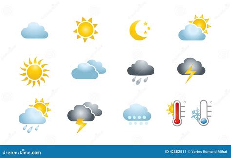 De Pictogrammen Van Het Weer Vector Illustratie Illustration Of