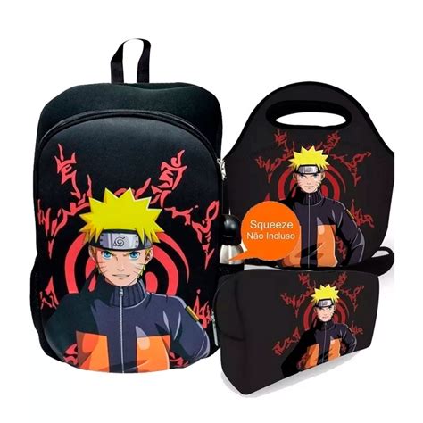 Mochila Juvenil Lancheira E Necessaire Plus Naruto Uzumaki Shopee