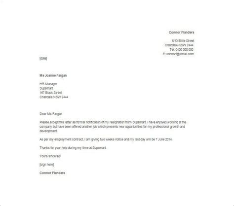 Resignation Letter One Week Notice