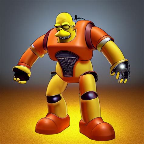 KREA AI Homer Simpson As A Gigantic Humanoid Battle Mecha