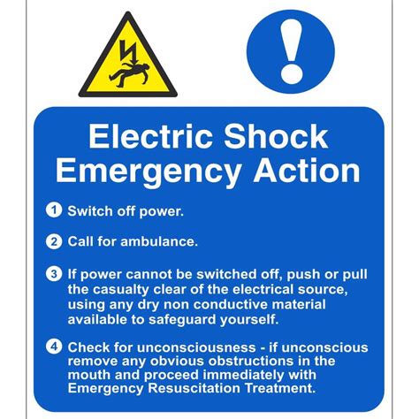 Electric Shock Emergency Action First Aid Action Site Safety Signs