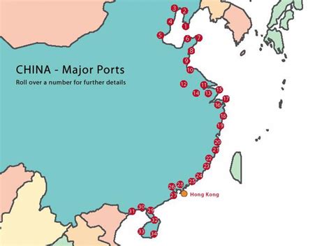 Map of ports in China - Ports of China map (Eastern Asia - Asia)