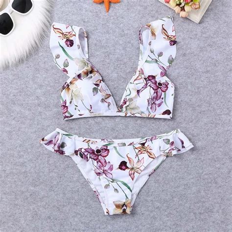 Top Sale Women Floral Print Bikini Set Swimming Two Piece Swimsuits
