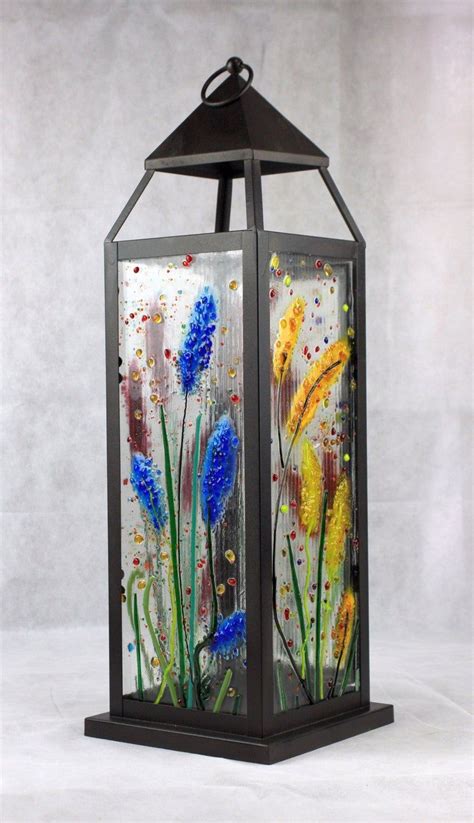 Award Winning Tall Fused Glass Lantern Lantern Decor Hanging Etsy Uk Fused Glass Wall Art