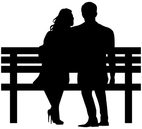 Silhouette Couple Sitting On Bench