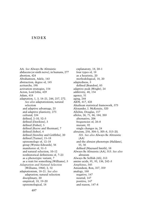 Index The Cambridge Companion To The Philosophy Of Biology