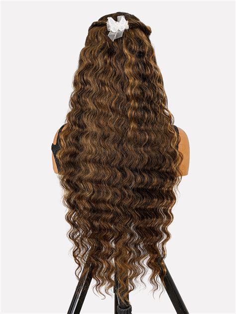 Pre Styled Honey Blonde Highlight Wig Glueless X Crimped Wavy Lace Front Wig Ready To Go