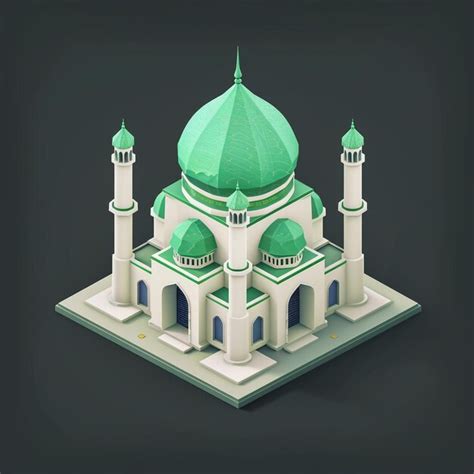 Premium Photo A Green Mosque With A Green Dome On The Top