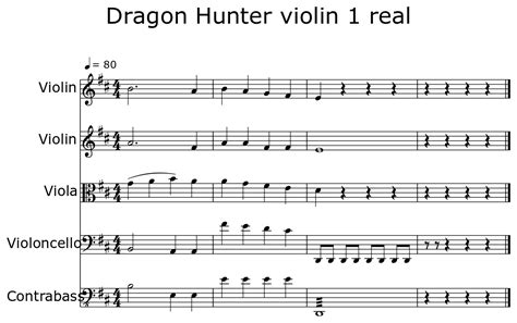 Dragon Hunter Violin 1 Real Sheet Music For Violin Viola Cello Contrabass