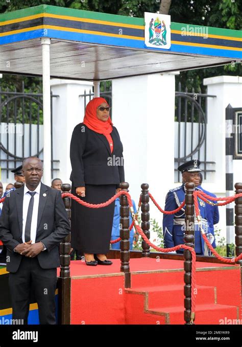 Tanzanias New President Samia Suluhu Hassan Center Is Sworn In At A