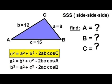 Precalculus Trigonometry The Law Of Cosines Of Finding