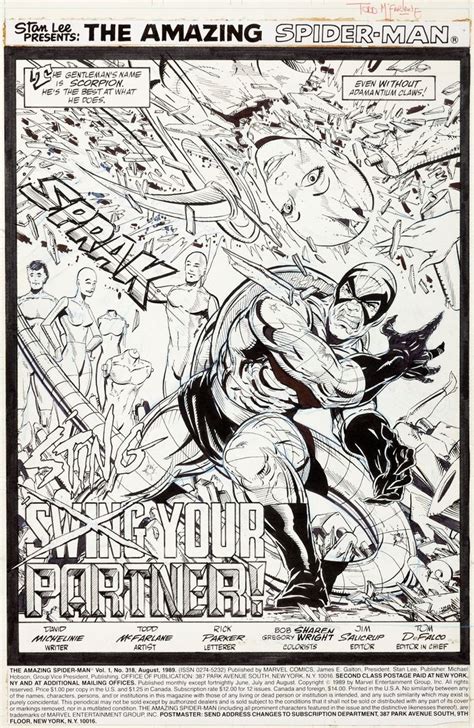 Todd McFarlane Amazing Spider Man 318 Splash Page 1Original Art Lot