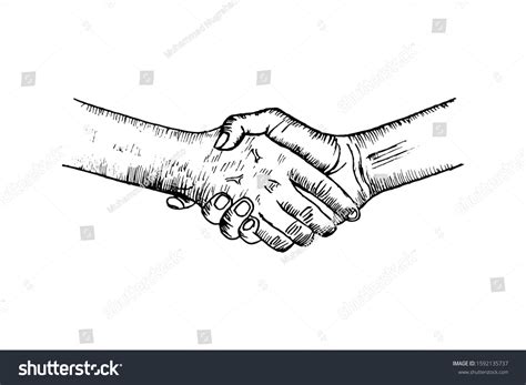 Handshake Drawing Sketch Design Vector Illustration Stock Vector ...